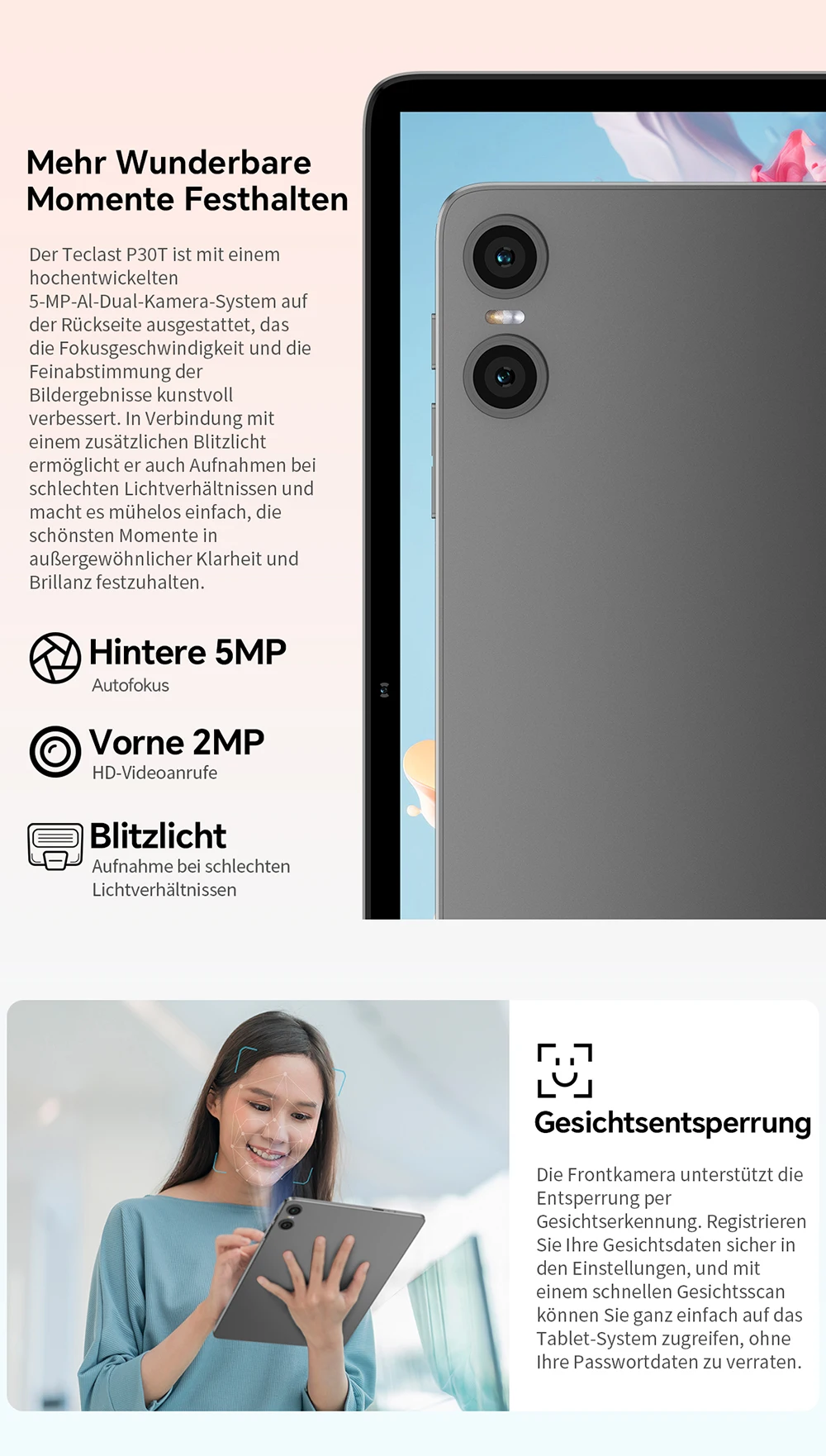 Teclast P30T 2026 10,1-Zoll-Tablet, mit Gemini AI, Android 16, bis zu 16 GB RAM (3 GB + 13 GB erweiterbar), 128 GB ROM, T7250 8-Kern-Prozessor, 6000-mAh-Akku, Type-C-Anschluss. – Detail 11