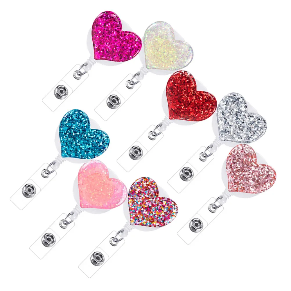 4 قطعة حامل شارة ممرضة لامعة على شكل قلب بكرات شارة قابلة للسحب لبطاقات الهوية مفاتيح اسم العلامات الممرضات استخدام المستشفى المدرسية