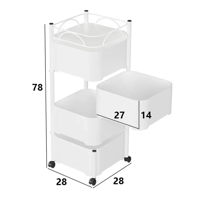 

Nordic Wind Rotating Storage Shelves Bedroom Living Room Snacks Cosmetics Organizer Cart With Wheels Removable Storage Cabinet