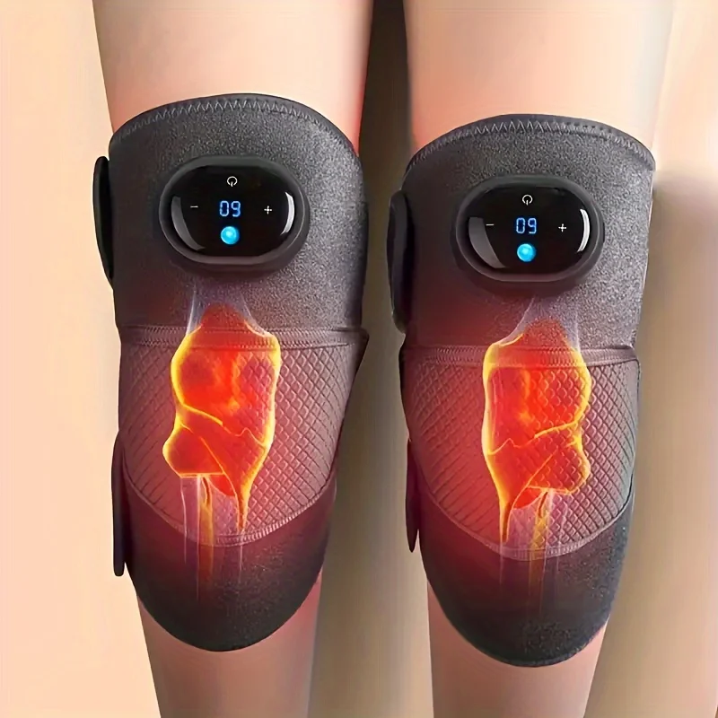 Single-Leg and Double-Leg Heated Knee Massager, 3-in-1 Heated Knee, Elbow, and Shoulder Support Wrap, Vibrating Knee Heating Pad, 3 Adjustable Vibration and Heating Modes, Heating Pad for Knee, Elbow, Shoulder, and Leg Relaxation (Dual-Use Device)