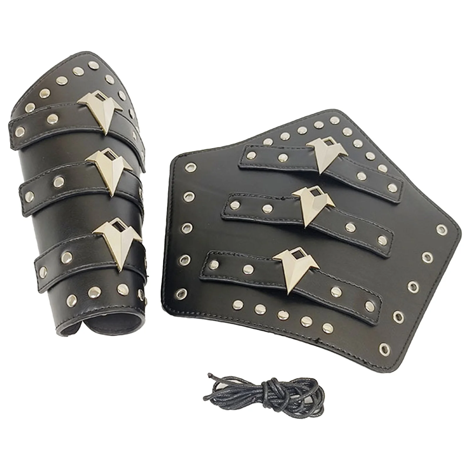 ปลอกแขนสไตล์วินเทจยุคกลาง แนวพังก์ หนังเทียม ปลอกแขนอัศวิน นักธนู ปลอกข้อมือผู้ชาย อุปกรณ์เสริมคอสเพลย์ฮาโลวีน