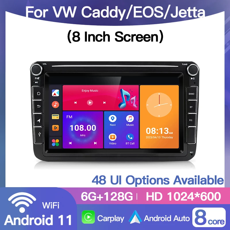 Android 11 2 Din 8inch Auto Car Radio Carplay For VW Volkswagen Caddy EOS Jetta Skoda Seat GPS BT WIFI Multimedia Audio Player