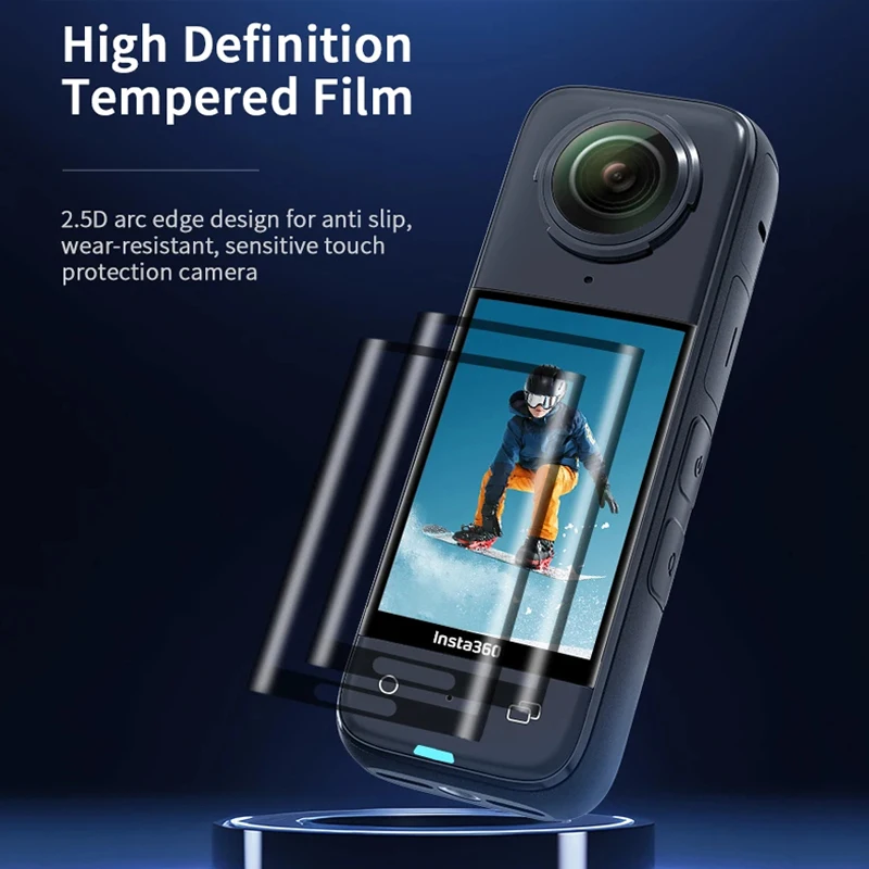 Tempered Glass Film for Insta360 X5 HD Glass Lens Guards Lens Cap PU Storage Bag Selfie Stick Wrist Strap Camera Accessories