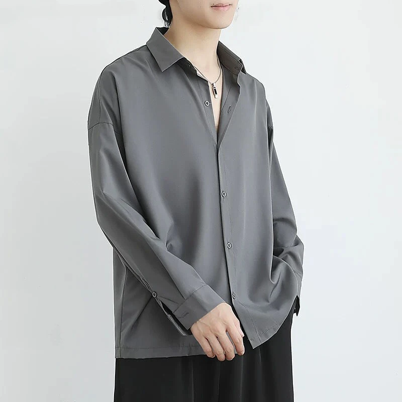 

Trendy Long Sve irt for Boys Haome Pure Color Square Collar Youth Summer Faion Lightweight Loose Fit Polyester 00%