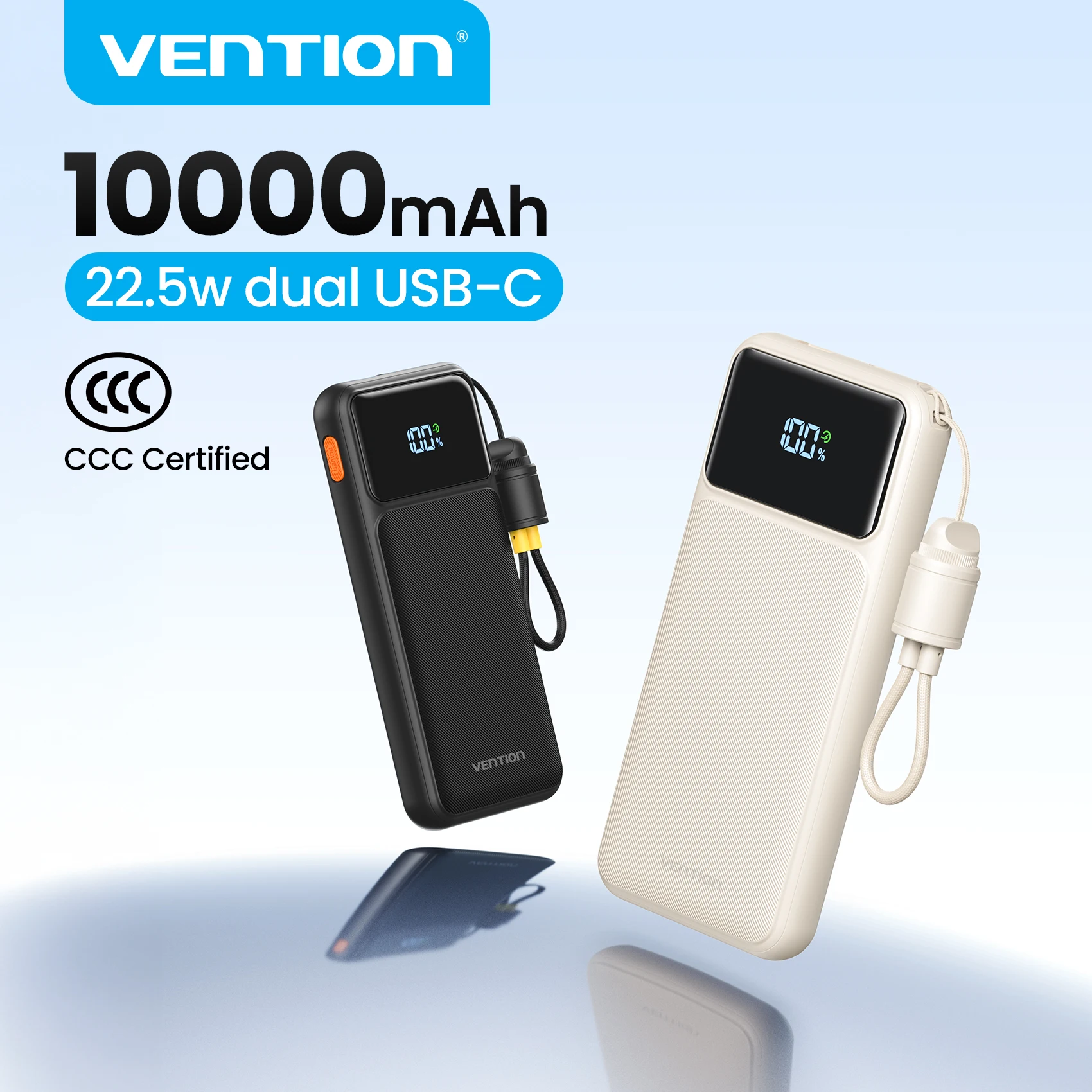 Vention CCC 22,5W 10000mAh Powerbank Tragbares Schnell-Ladegerät für Xiaomi iPhone Samsung Ersatzakku 3C-Zertifizierte Powerbank