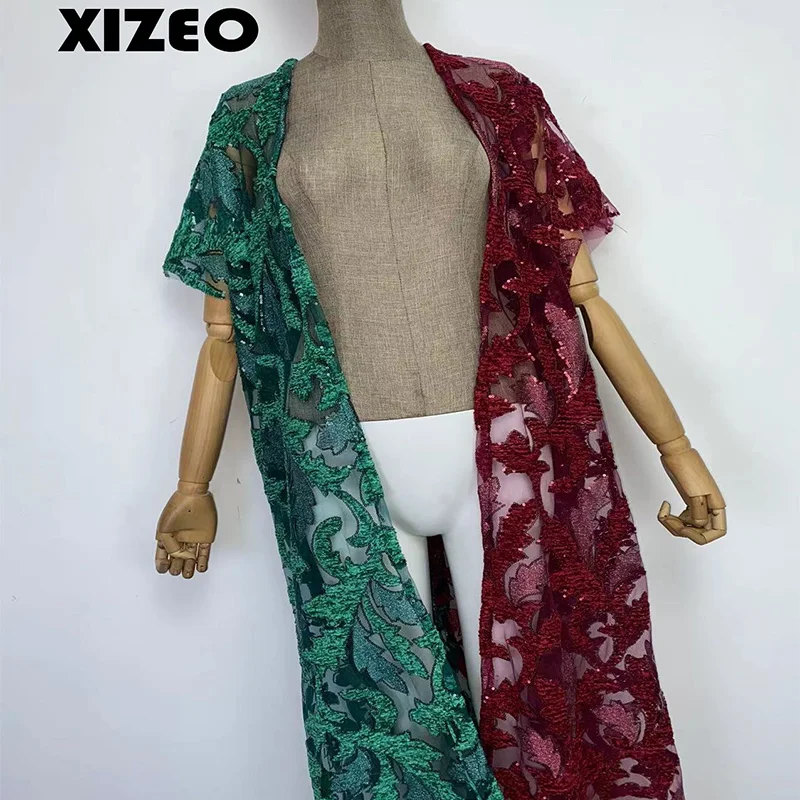 XIZEO Elegant Autumn Winter Women Cardigan Kaftan Transpare African Holiday Free Size Long Sleeve Party Wedding Gift Kimono