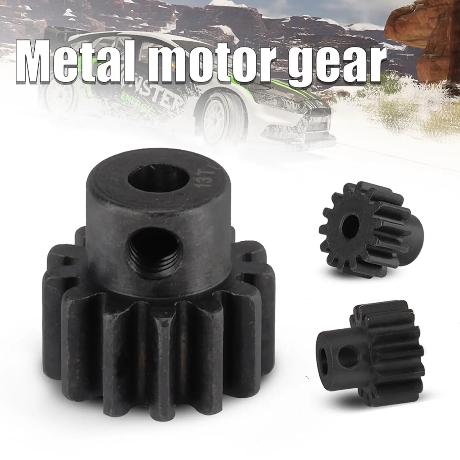 

0.8M Hardened Steel Pinion Gear Set 1/8 inch 3.175mm Hole 14T 16T 18T 20T 22T with Hex Key for RC Brush Motor RC Car Upgrade