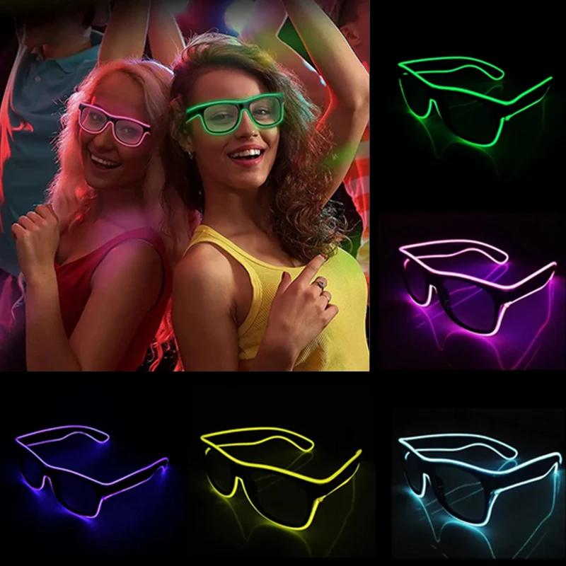 Hot selling Lighting EL wire Sunglasses with 4 lighting modes Cool Creative NightClub glow glasses Glow Led Rave glasses