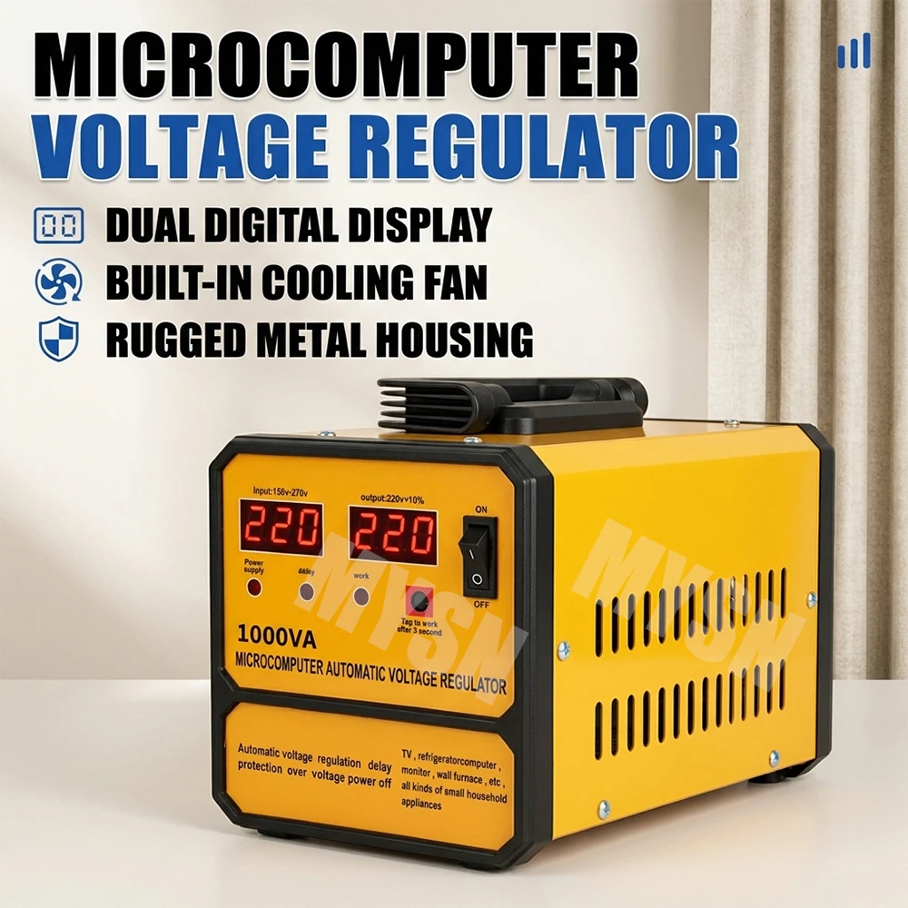 DIY 500VA-3000VA Fully Automatic Voltage-Regulating 220V/110V Output Dual-Display Voltage Stabilizer for Household Appliances