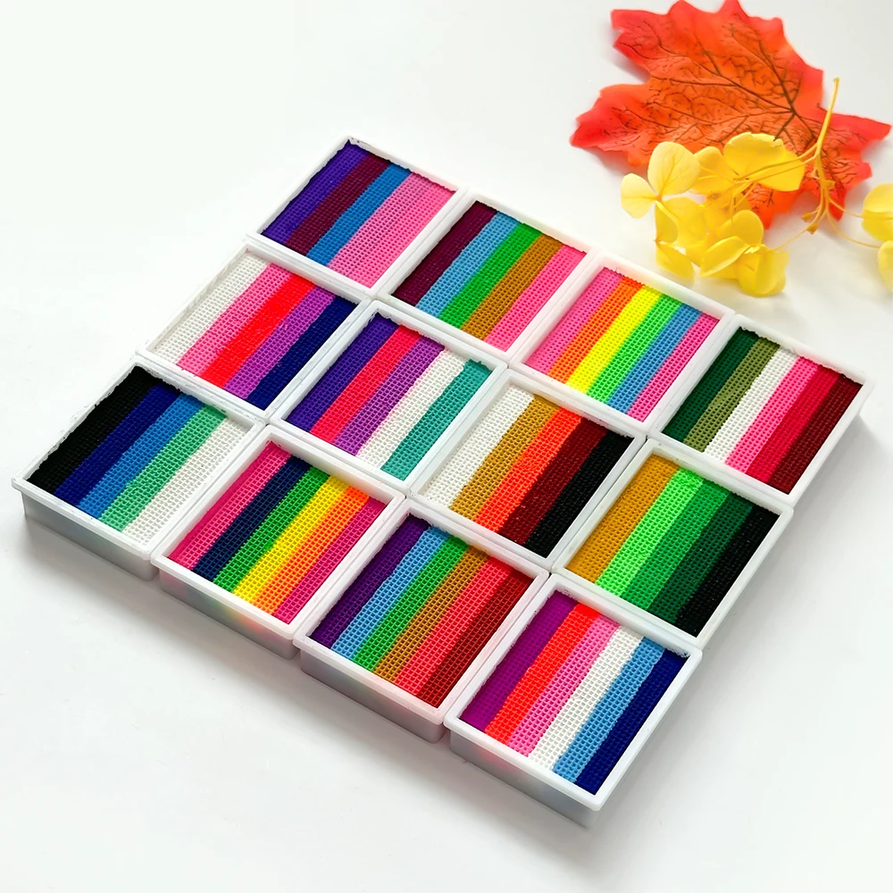 5-Color Rainbow Face & Body Paint - Water-Activated, UV Glow,Vibrant Stripes for Halloween, Christmas, Music Festivals & Parties