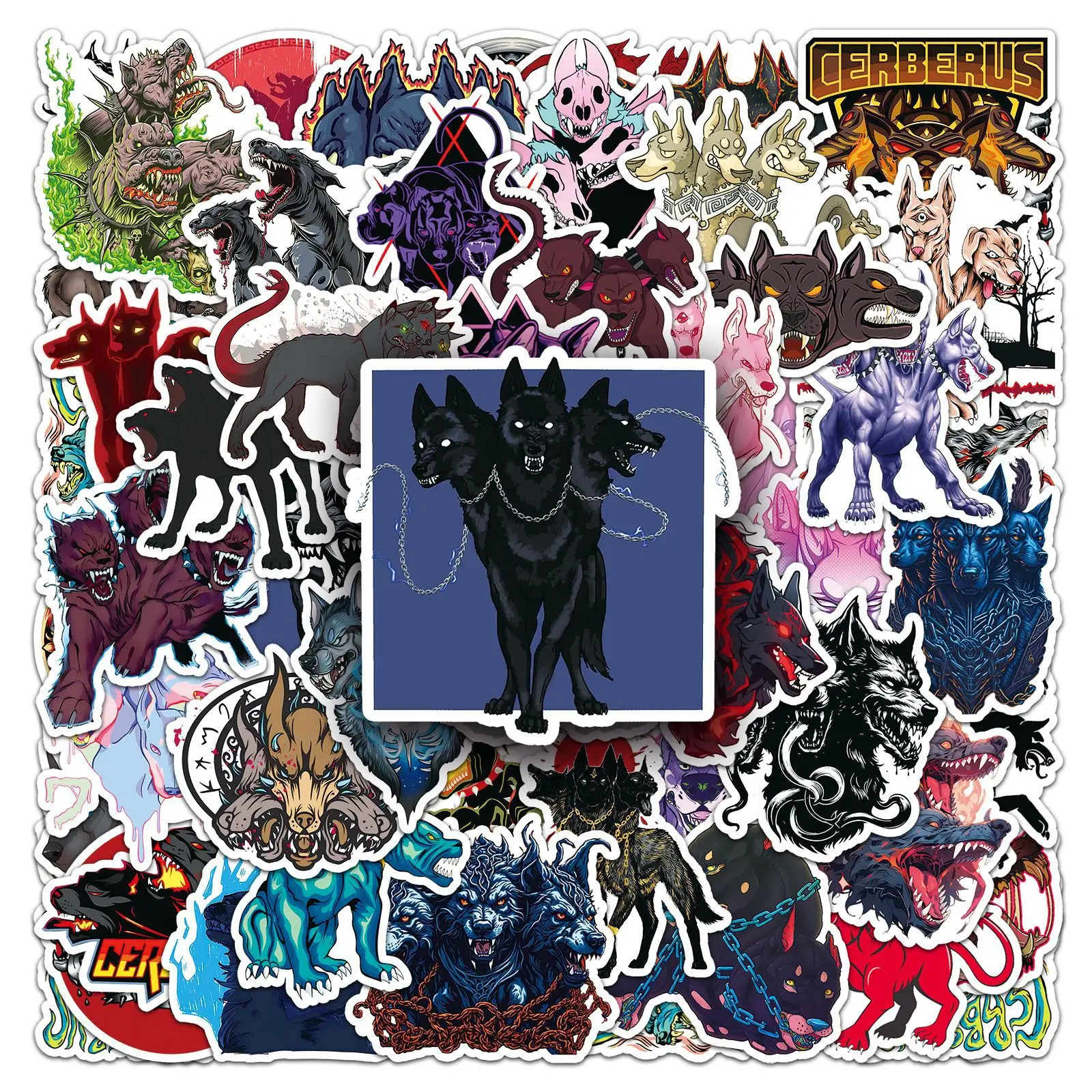 50Pcs Cool Cerberus Stickers Satan Evil Dog Diy Stickers Scrapbooking Phone Luggage Skateboard Waterproof Decals