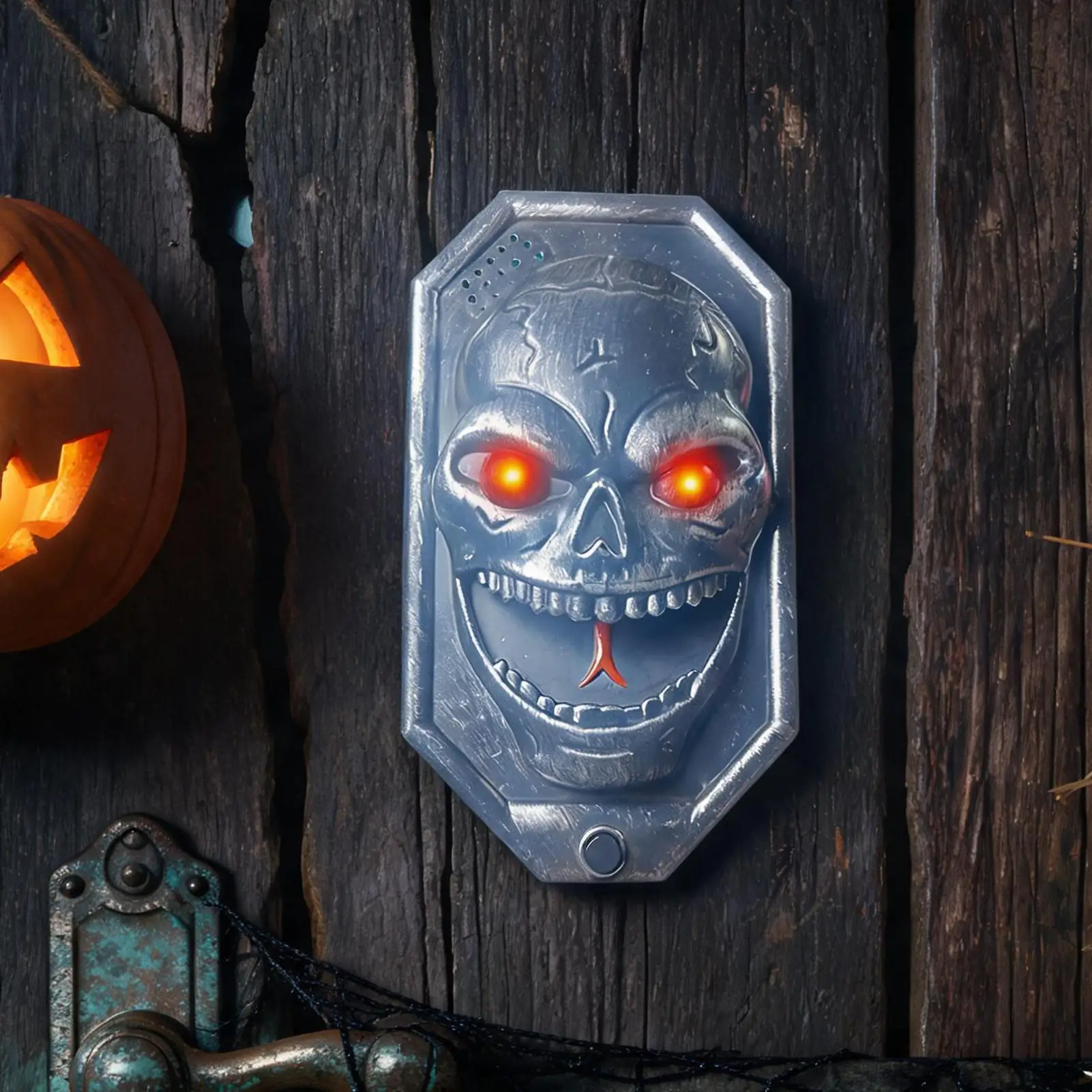 Halloween LED Door Bell LED Light Sound Cordless Spooky Realistic Skull Skeleton Door Bell Horror Sound Prop For Porch Entrance