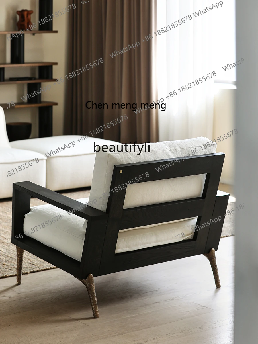 Modern Minimalist American Light Luxury Retro Nordic Embroidery Fabric Sofa Single Living Room Furniture Lounge Chair
