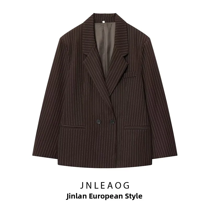 Fashionable Loose Fit Slim Stripe Suit Jacket for Women JNLEAOG Autumn New Arrival Business Wear Polyester Long Sleeve