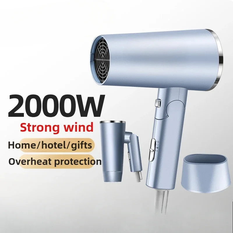 220V 2000W High-power Hair Dryer Household Hair Care Hair Dryer 2 Meters Long Portable Foldable with Hook Trend