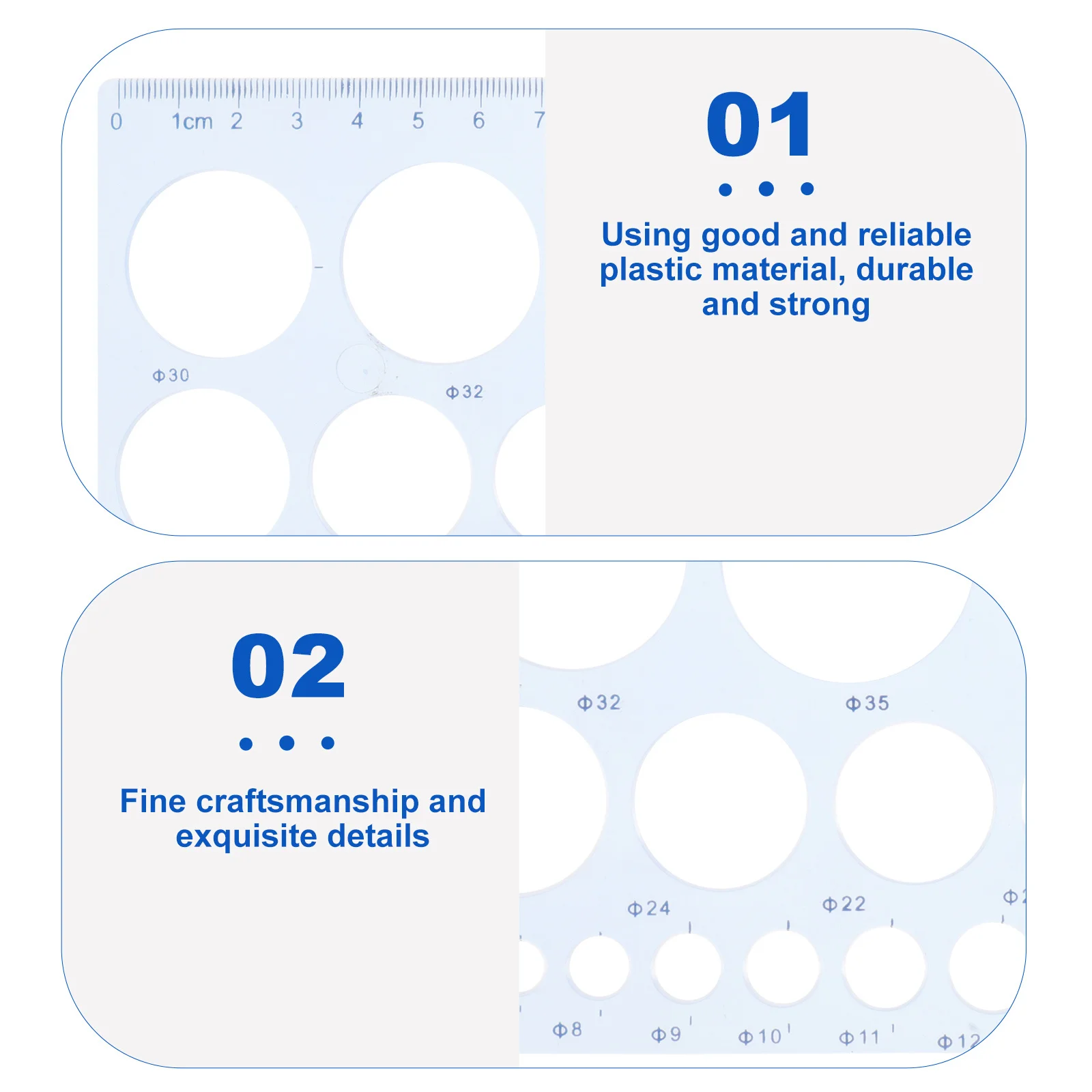 6Pcs Geometric Drawing Templates Stencil Plastic Measuring Rulers for Drafting Engineering Architecture Student Design Supplies