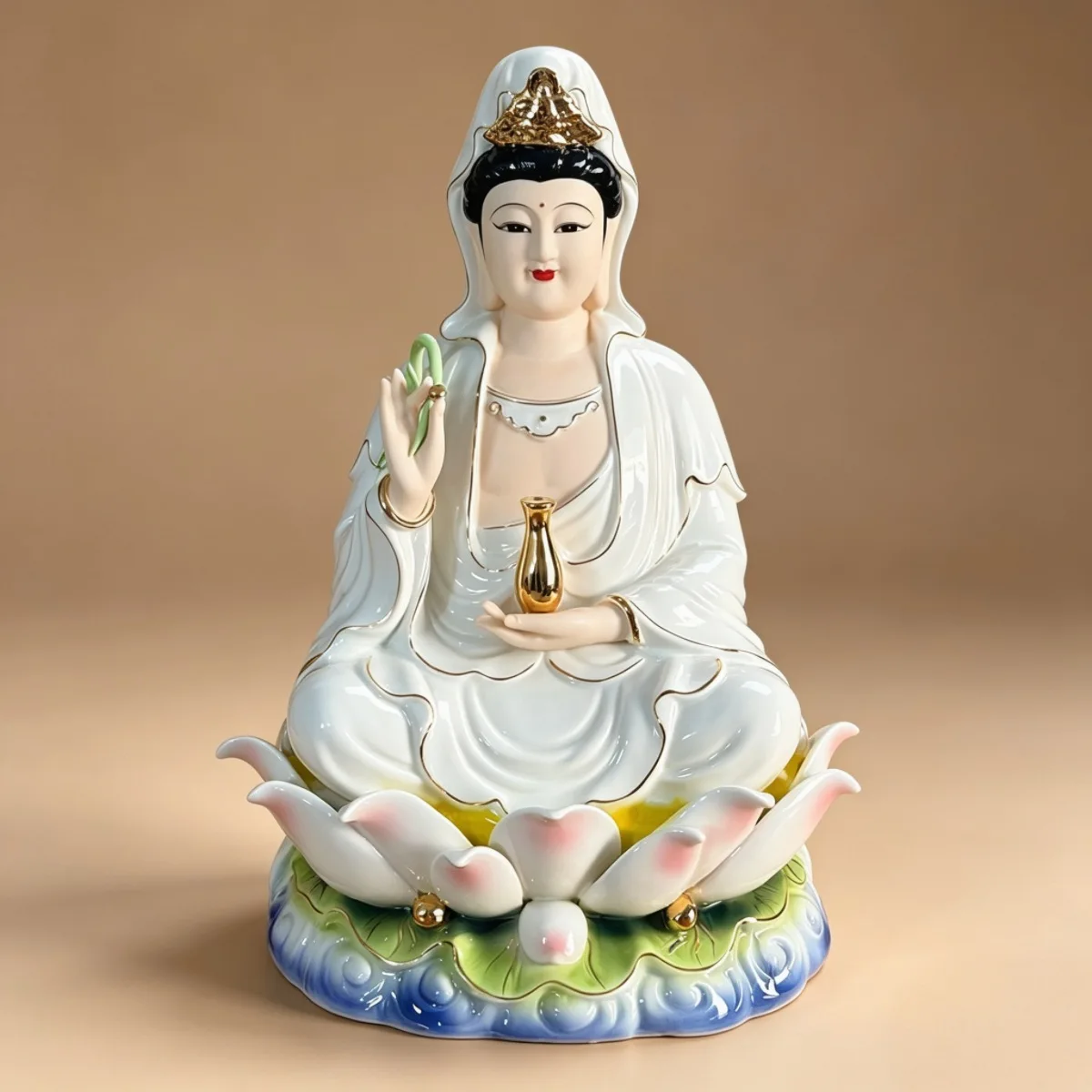 DSA Ceramic Buddha Statue Nanhai Guanyin Bodhisattva Jade Porcelain Jade White Piaolian Guanyin Bodhisattva Buddha Statue