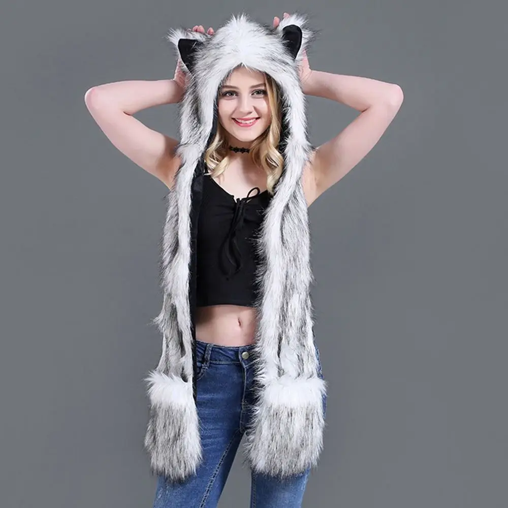 Winter Warm Warm Earmuff Hat 3 in1 Ear Flaps Cap With Scarf Gloves Soft Windproof Hat Scarf Set for Men Women