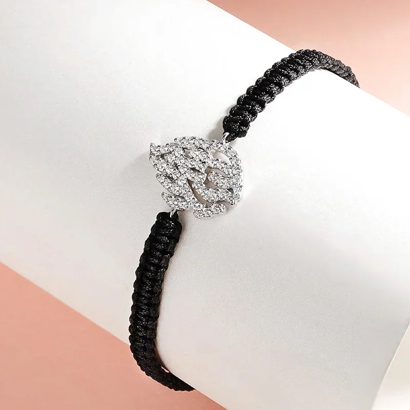 Smyoue Braided-rope Real Full Moissanite Bracelet for Women Men 100% Solid Silver 925 Chain Adjustable Jewelry By Shiran Aloni