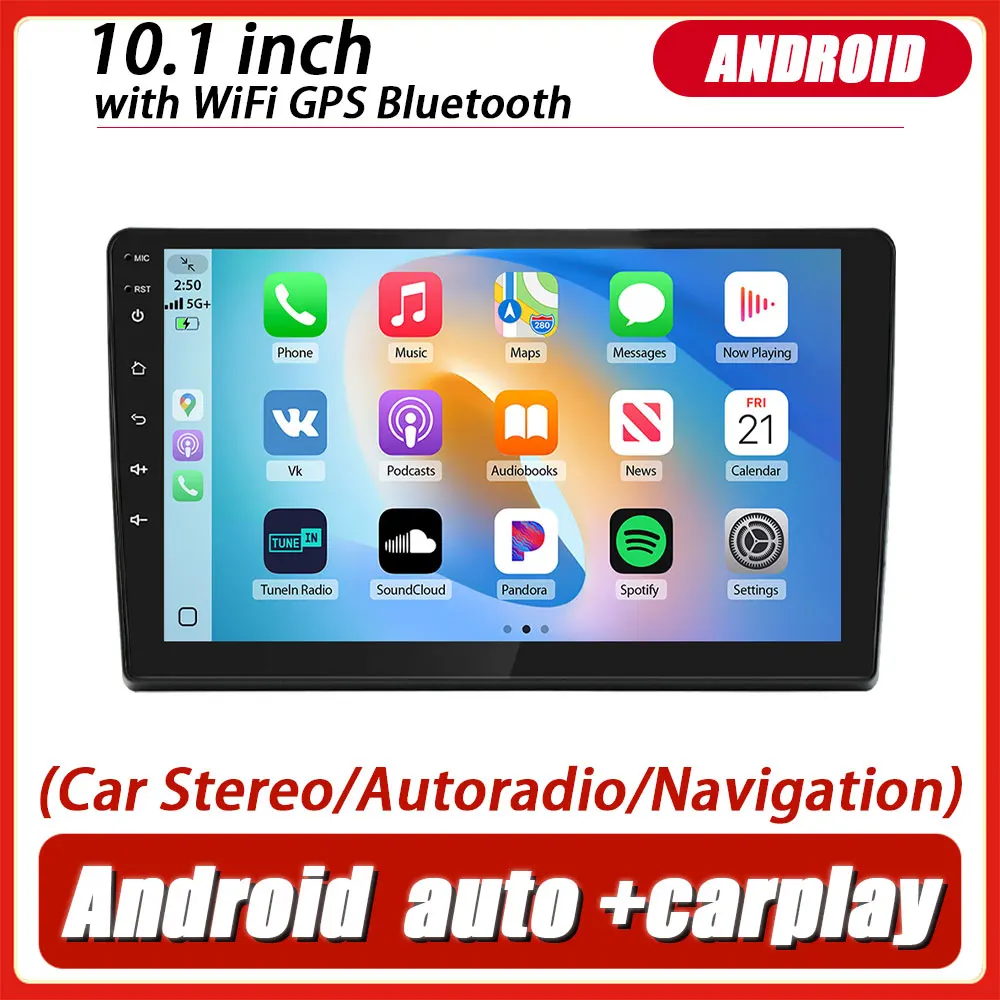 2+32G Android 15 Car Stereo for Avalanche 2007-2011, S-ilverado 1500HD/ 2500HD/ 3500HD 2007-2014 Support Wireless Carplay Android Auto 10.1in Car Radio with GPS WiFi Bluetooth FM DSP SWC Mirror Link Split Screen + AHD Backup Camera