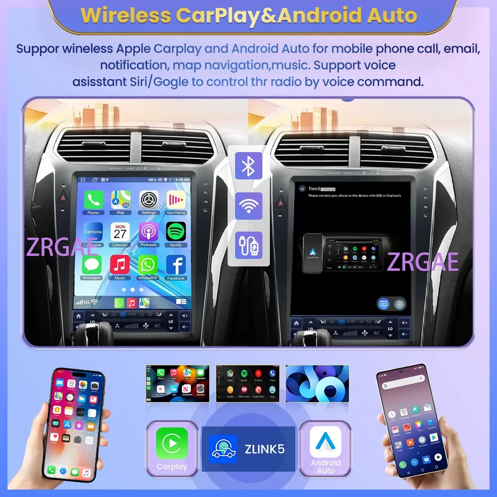 12.1” Android 15 Carplay Tesla Screen For Ford Explorer 2011-2019 Car Radio Multimedia Video Player GPS Navigation Stereo BT 4G