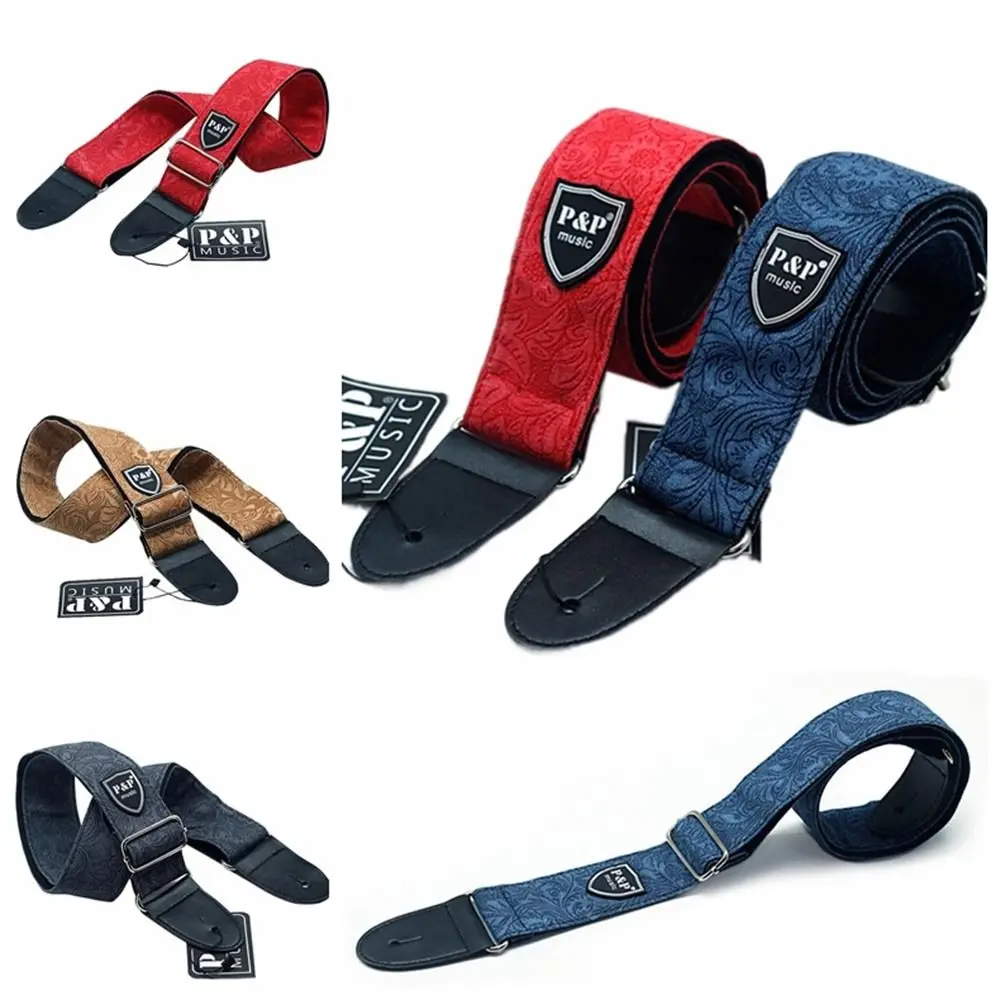

Adjustable Guitar Strap Vintage Embossed Electric Guitar Belts Widening Folk Guitar Acoustic Guitar Strap Classical Bass