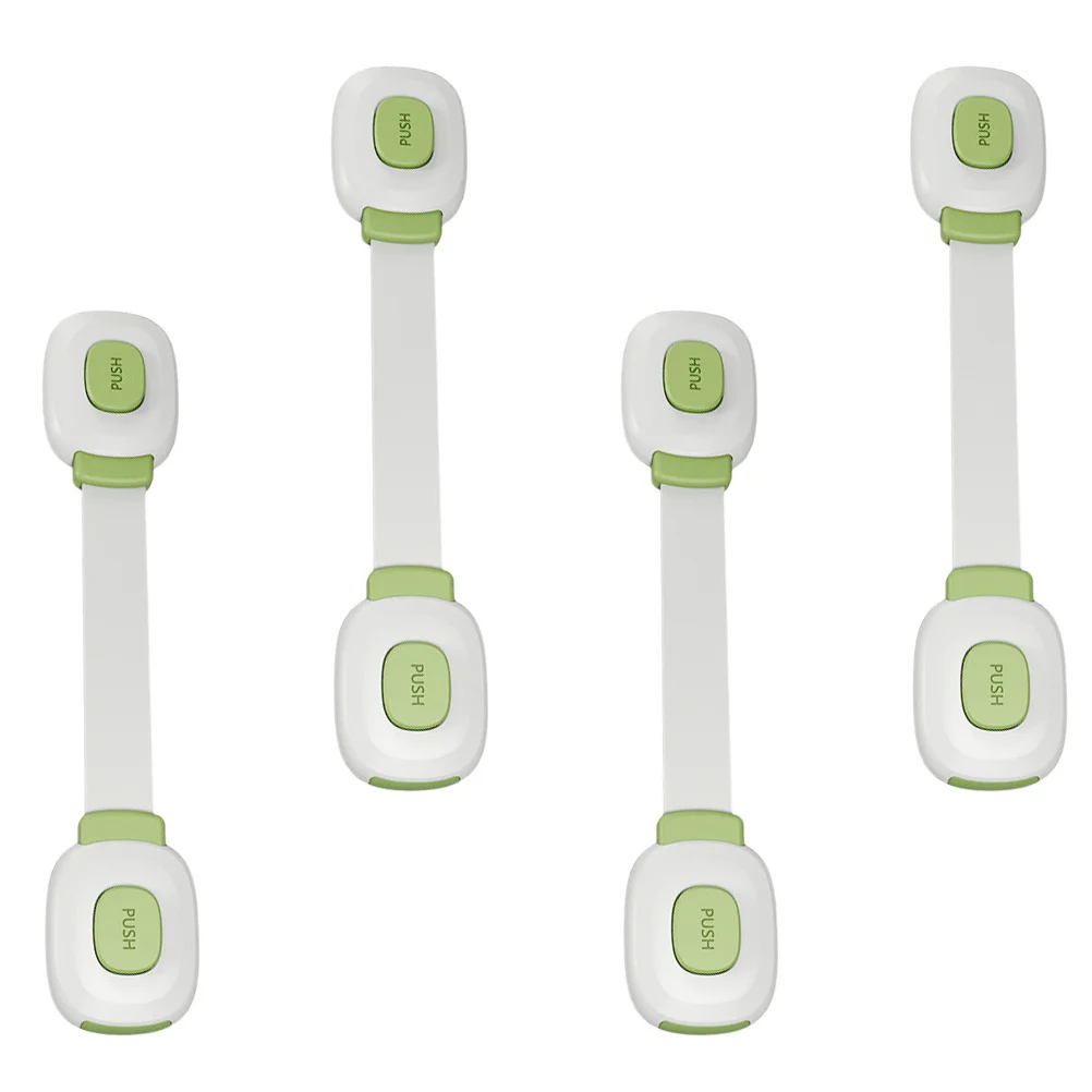 

4Pcs Safety Strap Locks Adhesive Double Lock for Cabinets Drawers Toilet Fridge Babyproof Furniture Locks