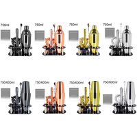 9Pcs Cocktail Shaker Set, Bartender Kit 750ml/25oz, 750/600ml(25/20oz), Boston Shaker with Stand