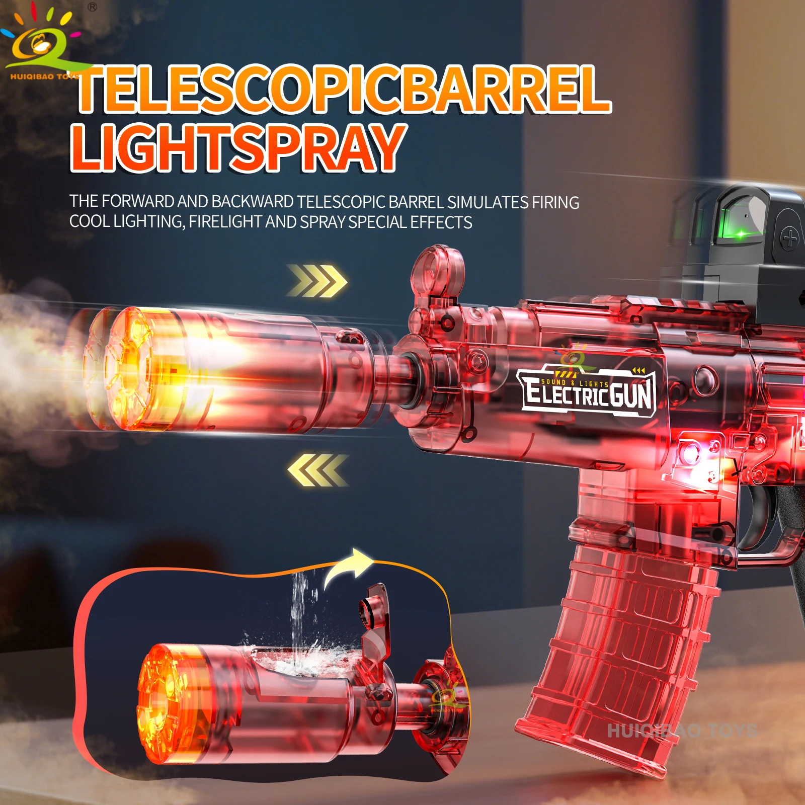 MP5 インターロッキング電動スプレーライト＆サウンドトイガン ライトアップバイブレーションバレルサブマシンガン 大人＆子供用おもちゃ 男の子へのギフト