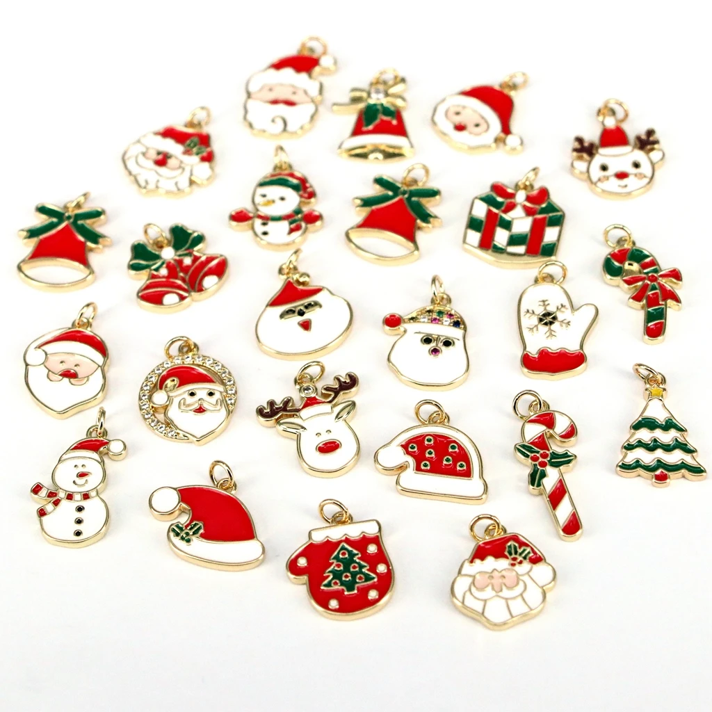 

10pcs /Christmas Theme Santa Claus Snowman Bell Pendant New Year Party Celebration Xmas Tree Ornament Gift Supplies