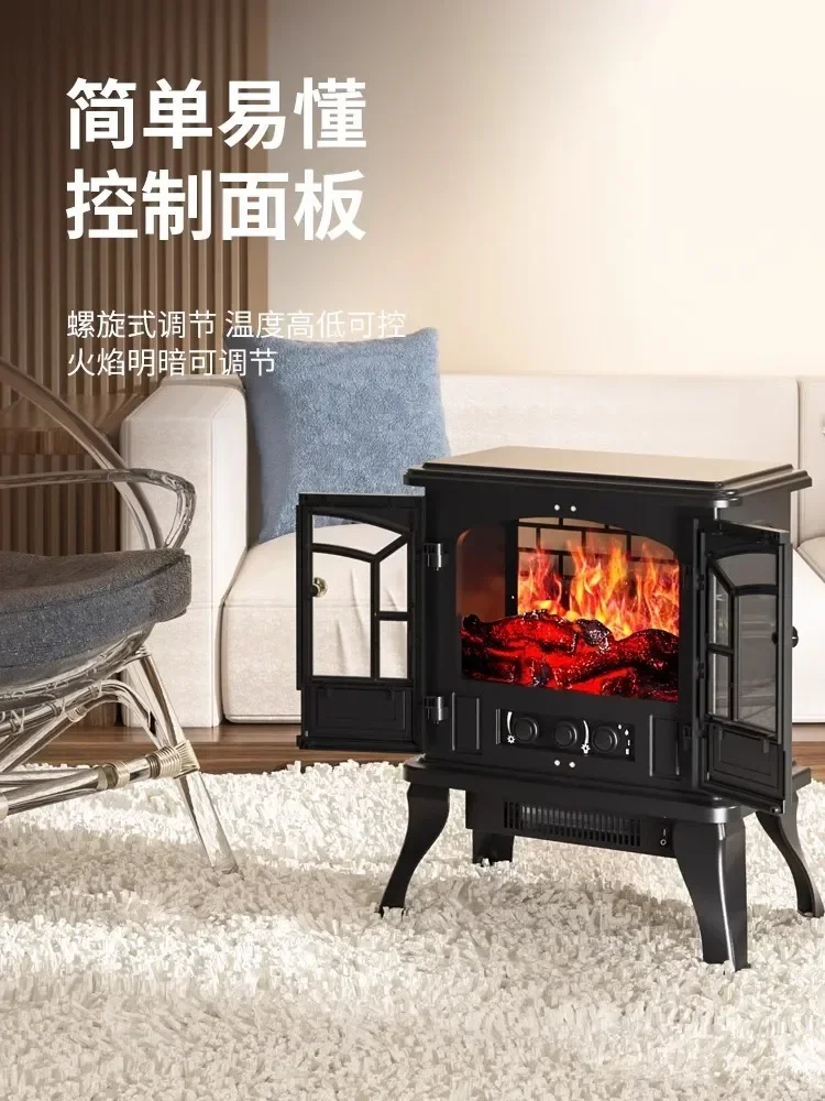 220V Indoor Home Heating with Graphene Electric Heater, Simulated Fireplace and Vintage European Design