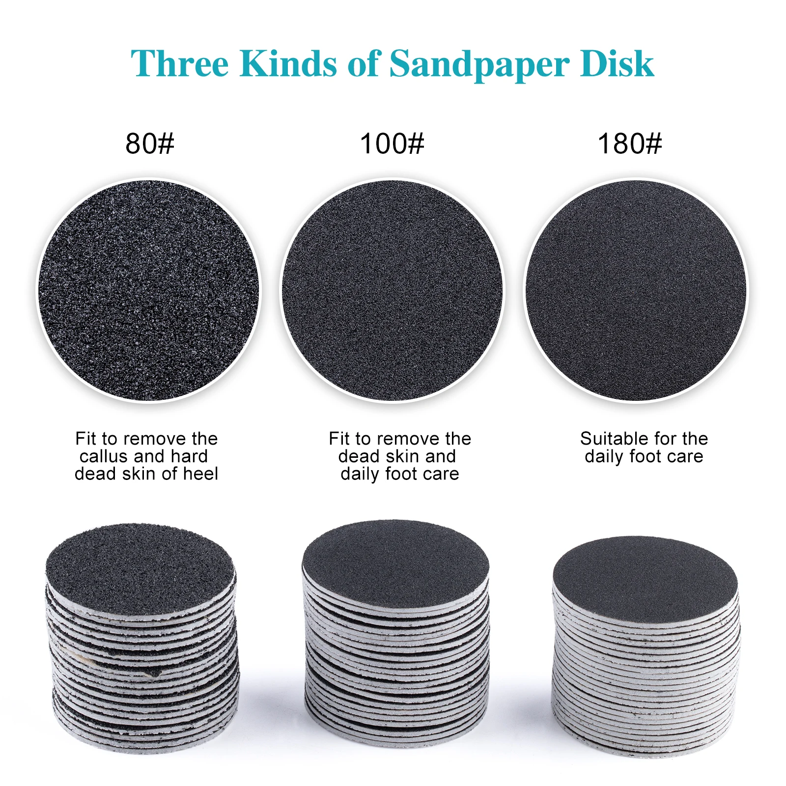 Foot File Replaceable Sandpaper Disc Cuticle Callus Remove Tool For Electric Foot File Callus Hard Dead Skin For Pedicure Tools