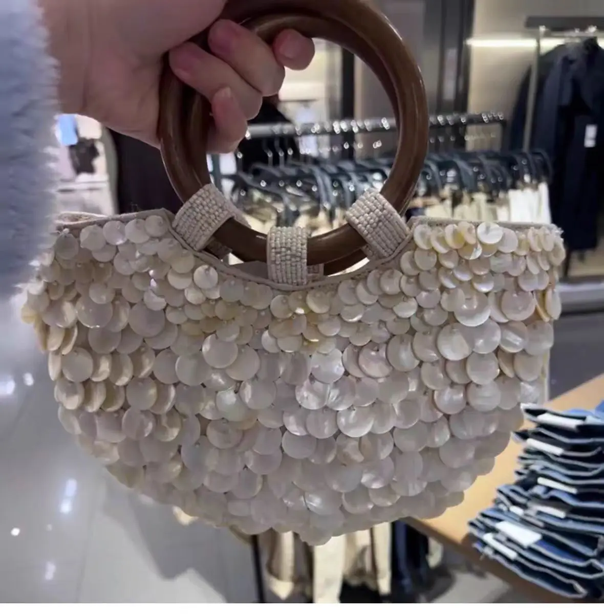 

New handmade beaded shell evening party handbag - French wedding gift bag - Premium style beach vacation bag