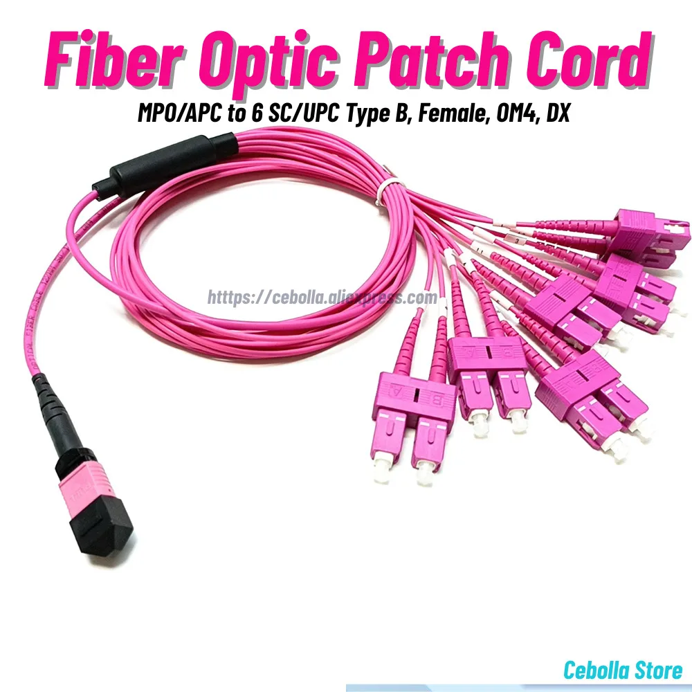 

2 шт., 8 волокон MPO/UPC Fanout Duplex LC/UPC, OM4, 5 м, Elite с низкими потерями, штекер, гнездо, кабель 2,0/3,0 мм, сборка MPO, тип B