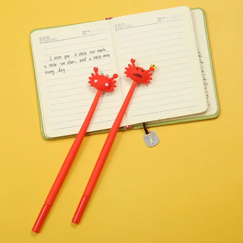 48PCS Cute Crab Silicone Gel Pens Cartoon Cute Pet Crabs Swing Quick Dry Water Pen Cute Stationary Supplies Stationery