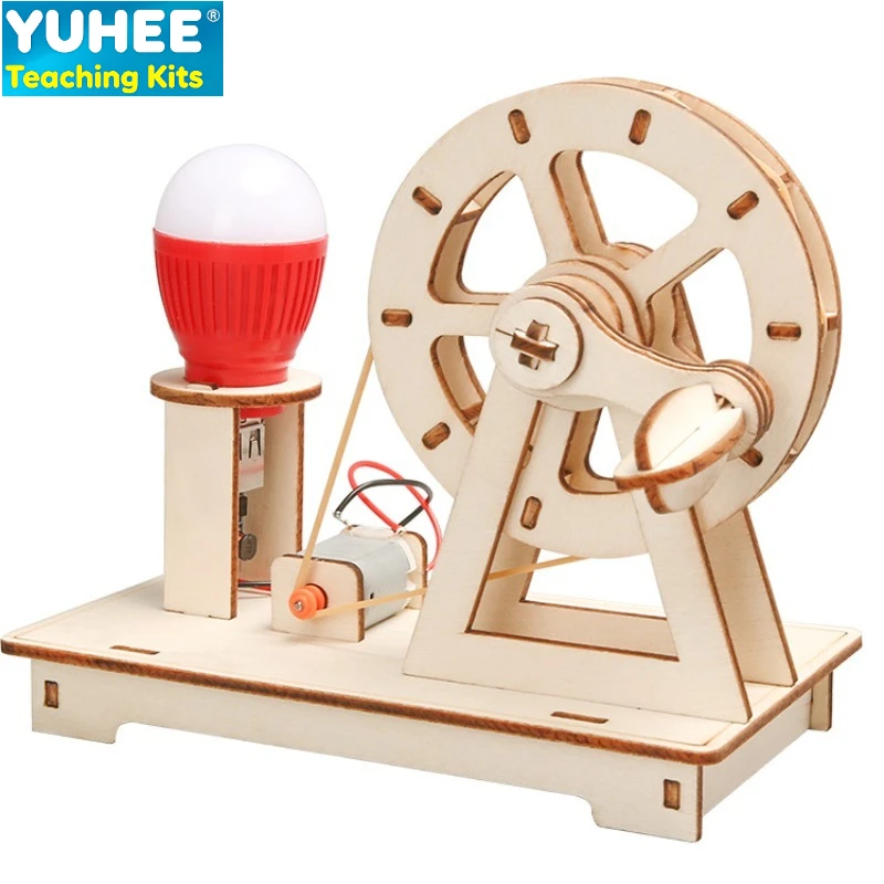 DIY Hand Crank Generator Kit , STEM Electric Energy Science Experiment Model, Physics Educational Toy for Learning Electricity