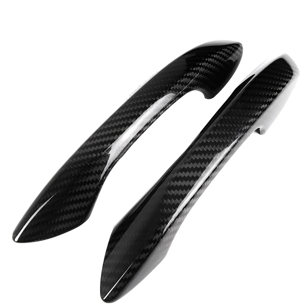 2Pcs Real Carbon Fiber Car Outer Door Handle Cover Trim for-Porsche 911 Carrera S R Turbo S 2016-2018