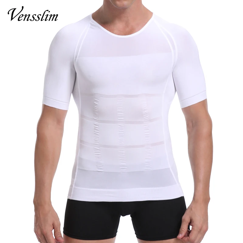 

Vensslim Men Body Shaper T-Shirt Slimming Corrective Posture Belly Control Tops Compression Man Waist Trainer Underwear Corset