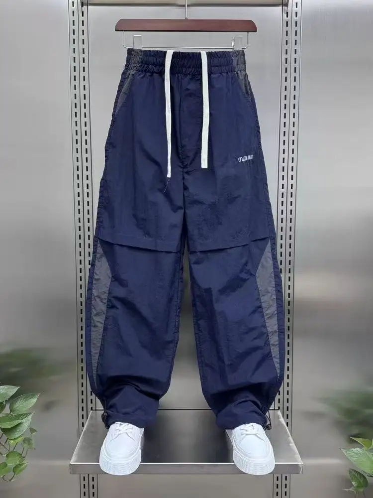 

New Men's Casual Pants Spring Autumn Trendy High Street Patchwork Color Blo American Straight Leg Qui Dry Work Wide Leg L...