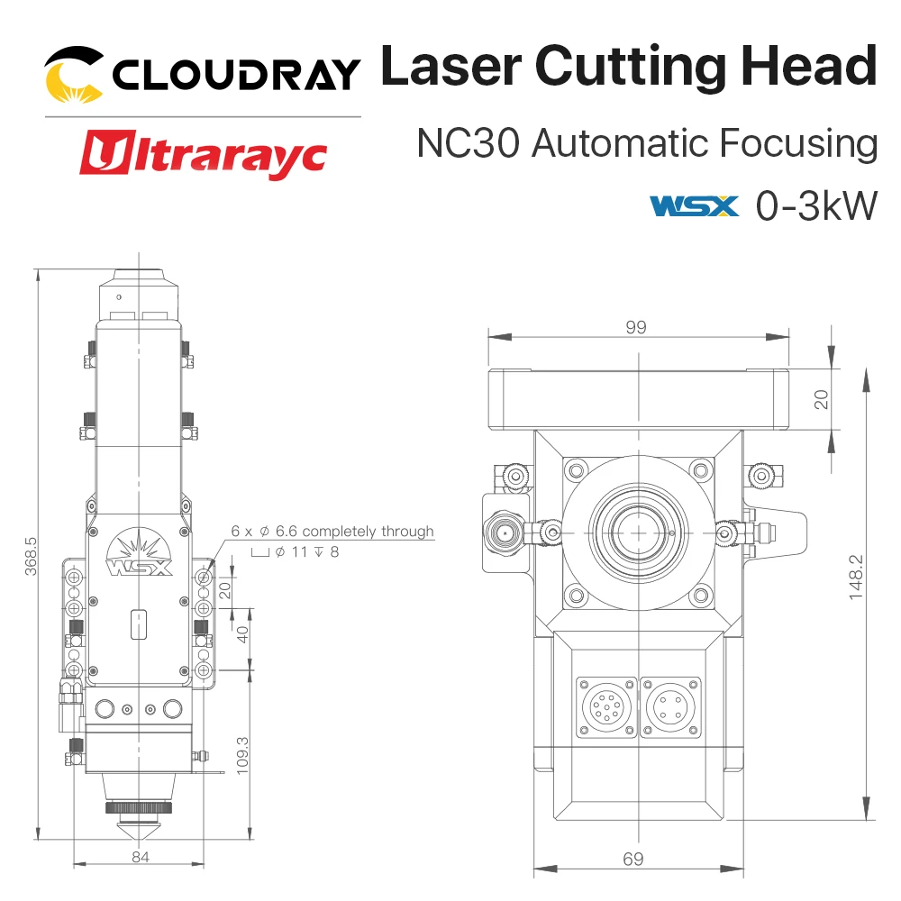WSX NC30 قطع الرأس 0-3KW التلقائي التركيز الألياف الليزر قطع رئيس ماكس طاقة الليزر 3000 واط لآلة قطع المعادن