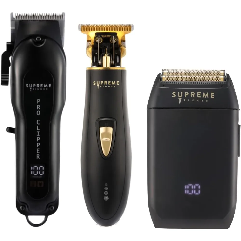 3-in-1 Barber Bundle, Pro Clipper, T-Shaper Trimmer & Crunch Foil Shaver, Professional Beard Trimmer Men’s Hair Clipper Kit