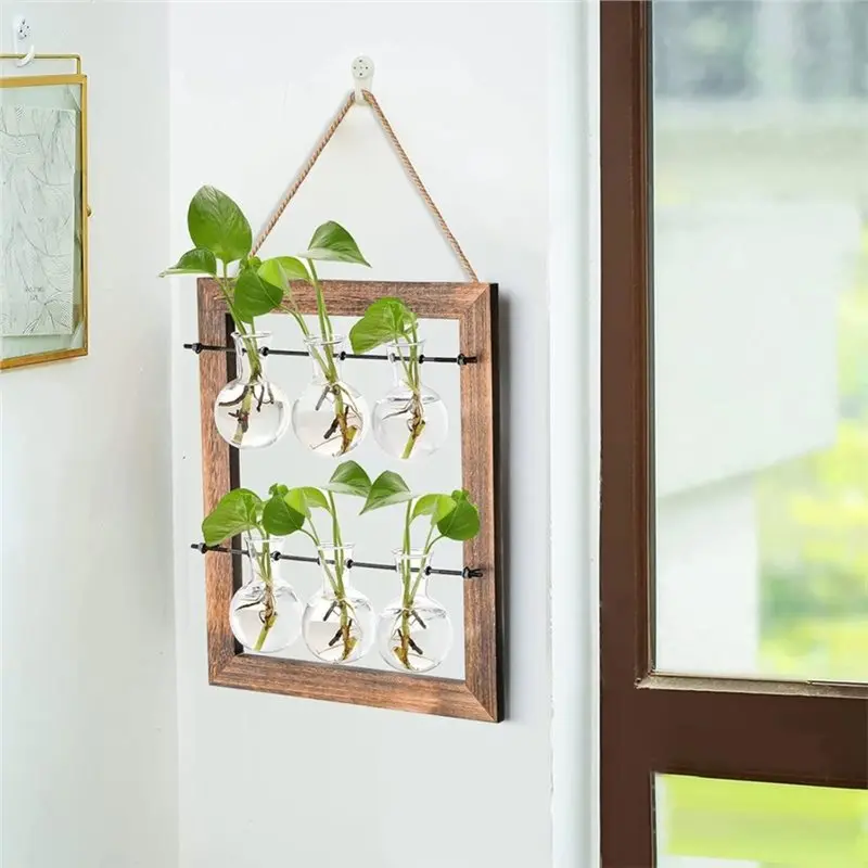 Wall Hanging Propagation Station, Hanging Glass Terrarium Wall Planter Vase For Hydroponics Plants, Home Decor