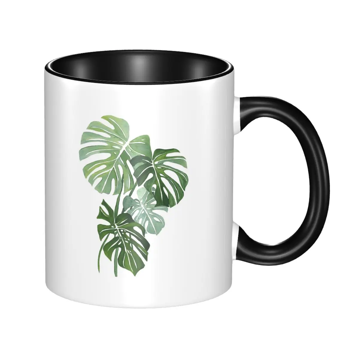 Tropical Plants Monstera Leaves Mug Funny Ceramic Coffee Cups Tea Mugs Milk Cup Drinkware Gifts for Woman Man