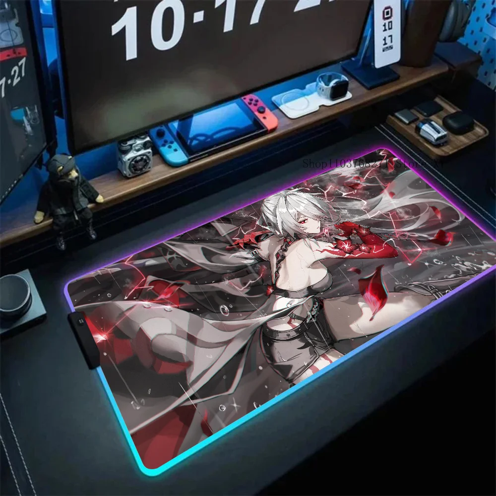 Acheron Honkai Star Rail Mousepad XXL RGB Gaming Mouse Pads HD Black Gamer Accessories Large LED