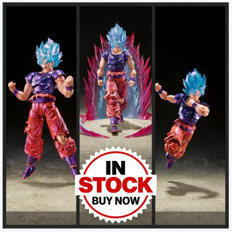 

Hot 15th Anniversary Super Saiyan Blue Goku Kaio-Ken Battle Damaged Articulated Action Figure Collectible Anime Model Toy