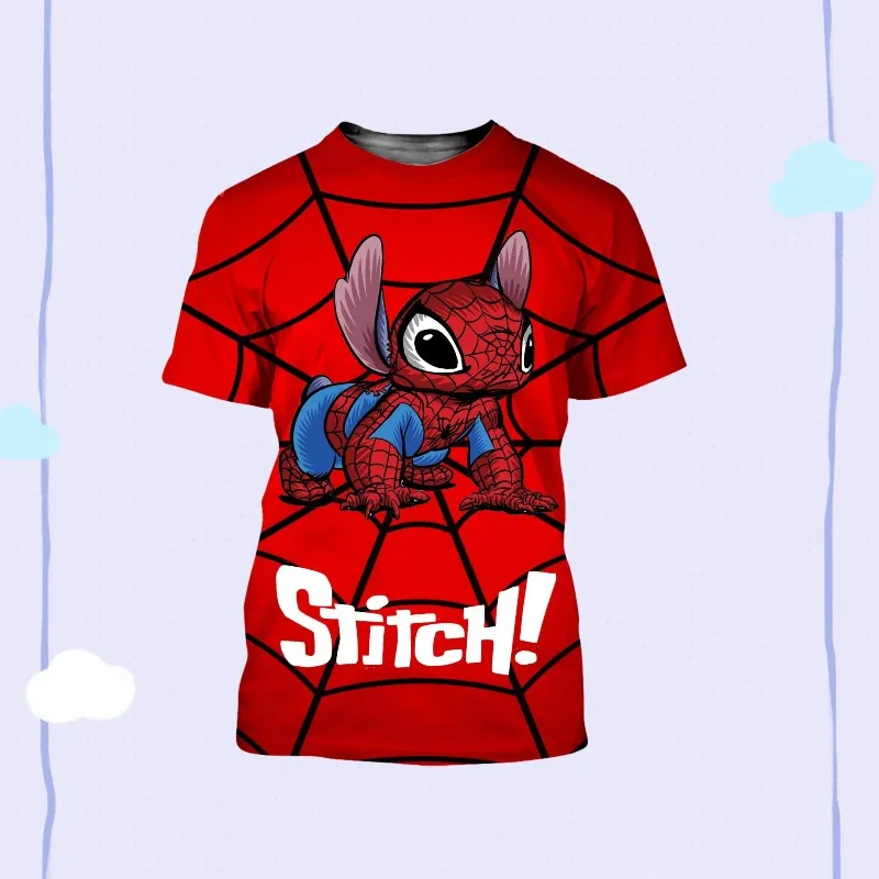 

MOTO-Disney Lilo&Stitch Men's and Women's Short Sleeve Casual Style 3D Printed T-shirt Summer Casual Street Wear T-shirt Cartoon