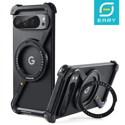 Eary for Google Pixel 10 9 Pro XL Phone Case for MagSafe 360°Rotate Magnetic Kickstand Metal Frameless Wireless Charging Cover