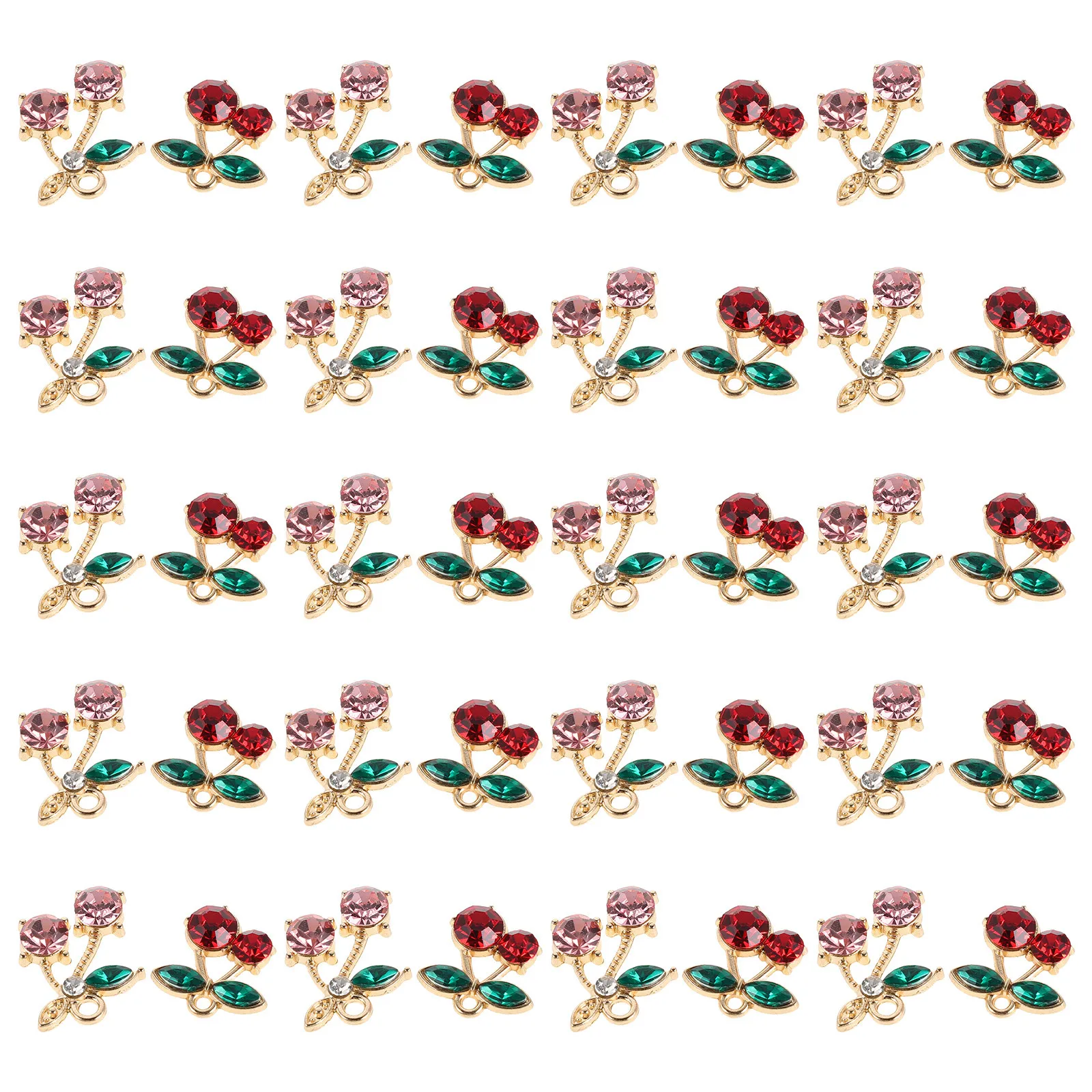 

40 шт., подвески с вишней, подвески из сплава со стразами, украшенные для DIY браслетов, ожерелья, серьги, брелки для изготовления ювелирных изделий