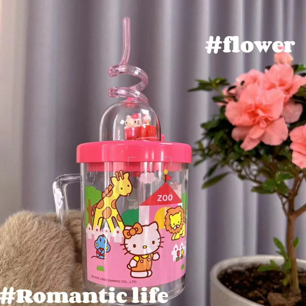 Internet Celebrity Cartoon Style Super Cute HelloKitty Melody Rotating Straw Water Cup Touch Water Cup Give It To A Good Friend