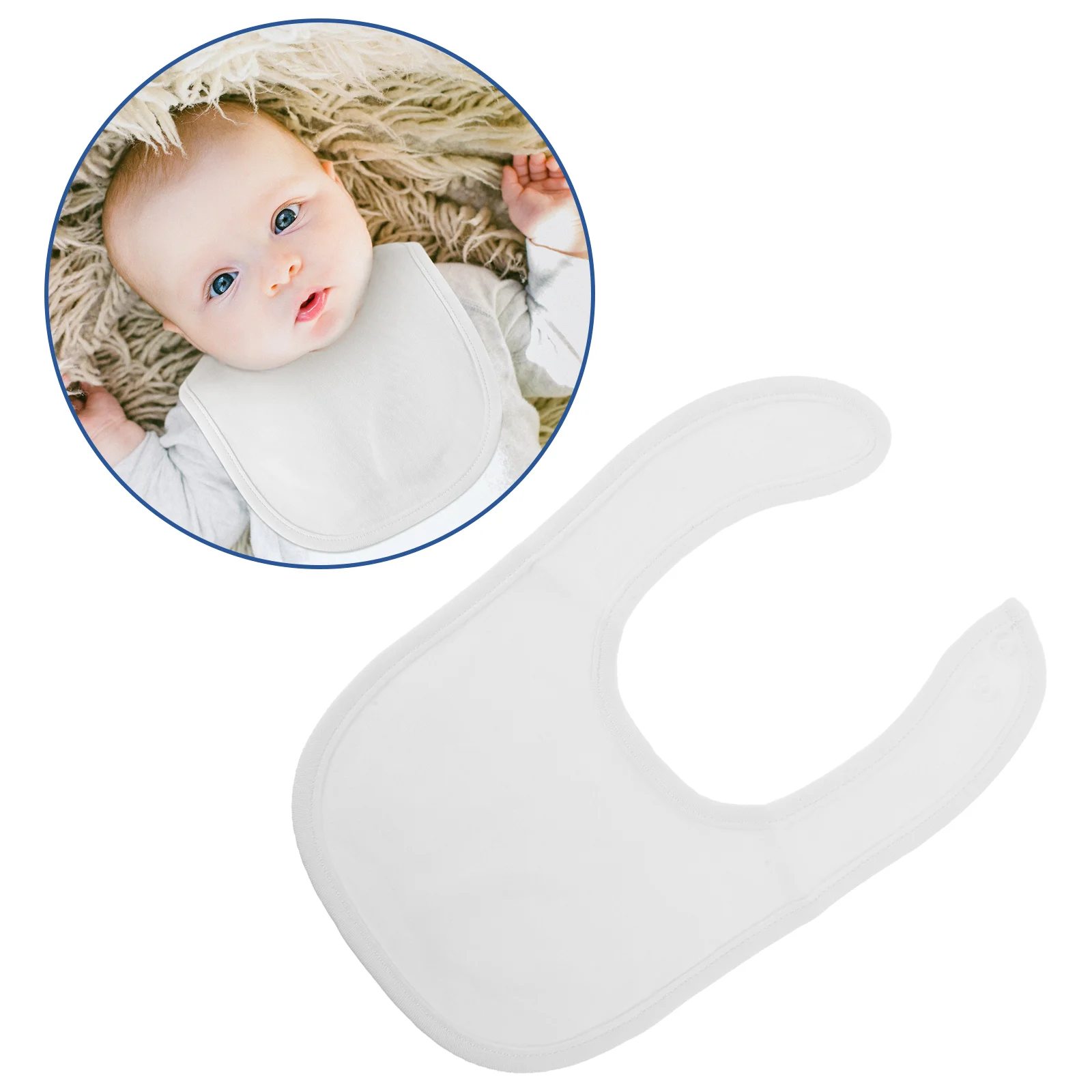 8 Pcs Baby Bibs Cotton Drooling Teething Toddler Infant Easy Fold Machine Washable Reusable White Random Clasp Style